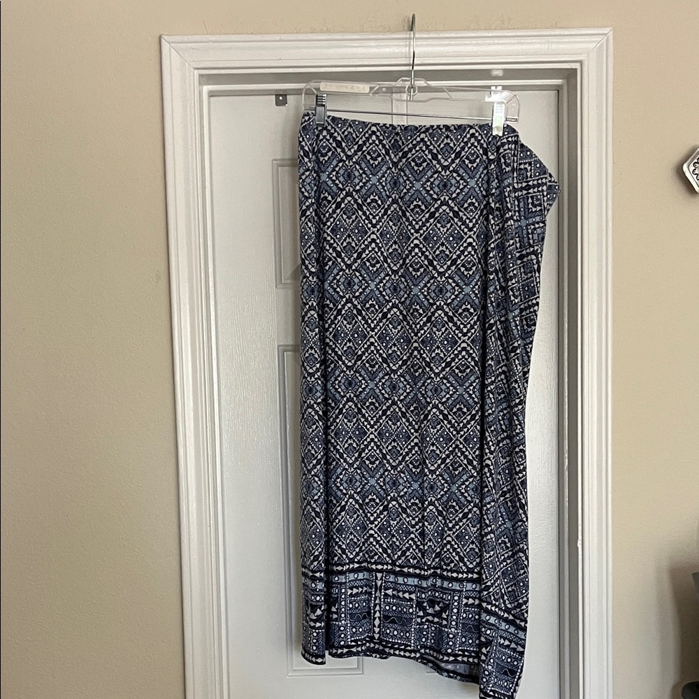 J. Jill Navy Geometric Maxi Skirt